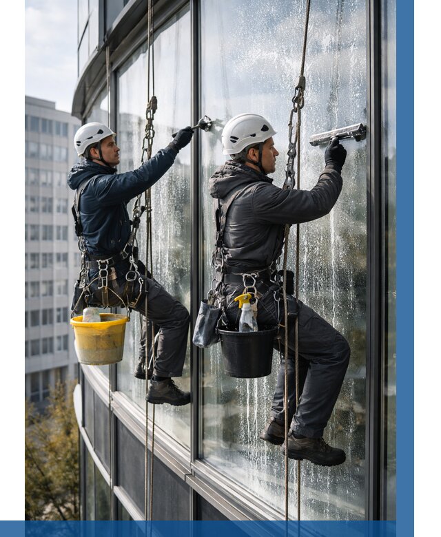 Мойка панорамных окон в Перми от 375 р. заказать у ВЫСОТНИК-Прм
