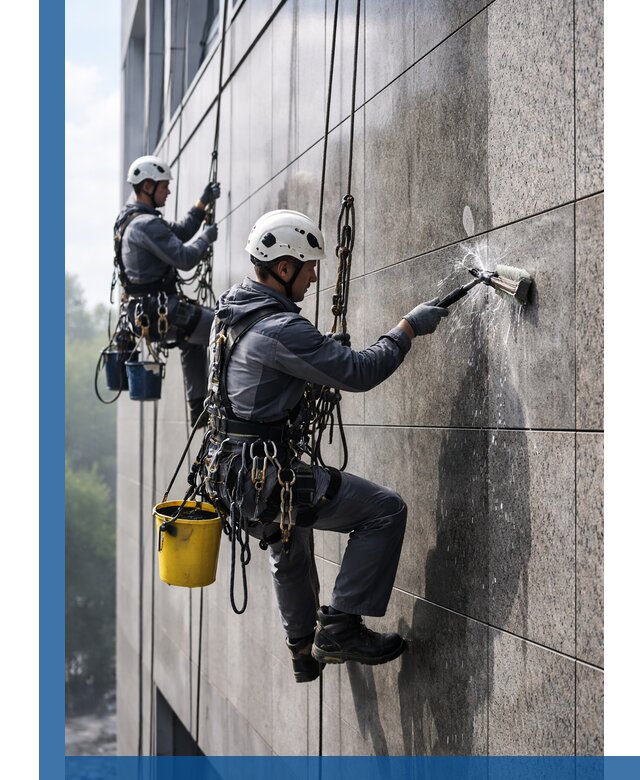 Профессиональная мойка фасада из керамогранита в Перми