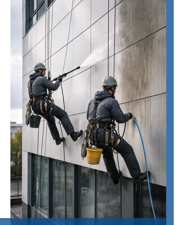 Мойка фасада из композита в Перми по цене от 321 р. | ВЫСОТНИК-Прм