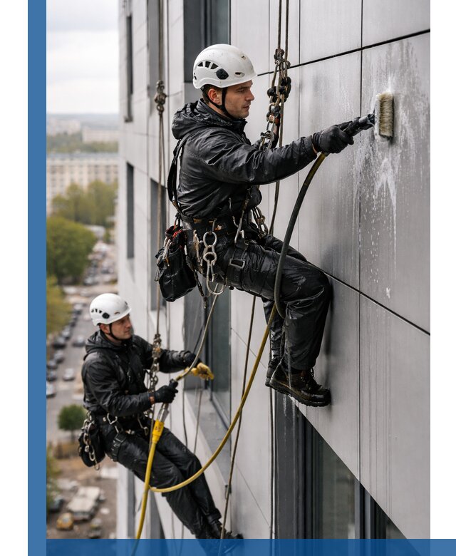 Профессиональная мойка фасада из композита в Перми