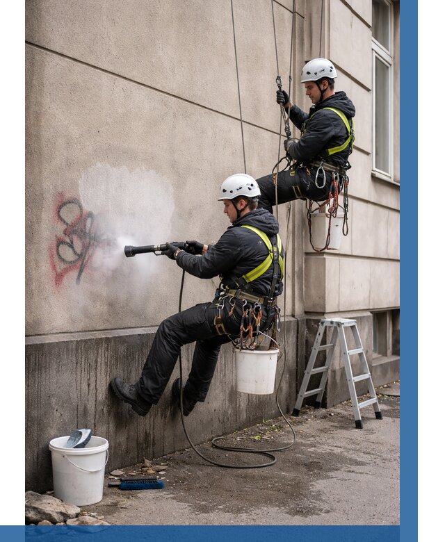 Удаление граффити с фасада в Перми от 4820 р. | ВЫСОТНИК-Прм