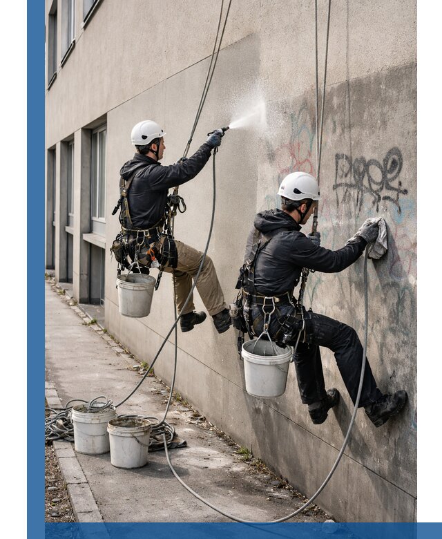 Антиграффити покрытие фасада с защитой от надписей в Перми