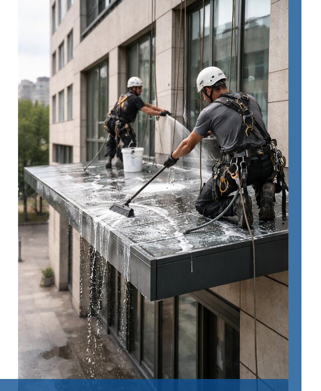 Мойка козырьков и навесов в Перми от 3749 р. | ВЫСОТНИК-Прм