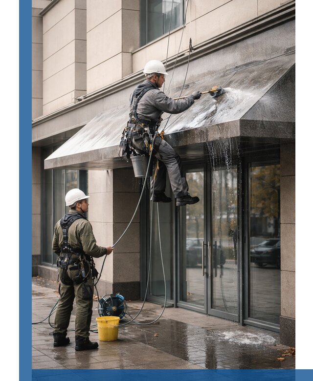 Профессиональная мойка козырьков и навесов в Перми