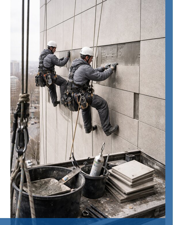 Ремонт фасада из керамогранита в Перми от 2678 р. | ВЫСОТНИК-Прм