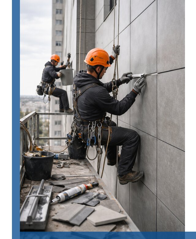 Профессиональный ремонт фасада из керамогранита в Перми