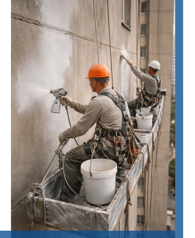 Грунтовка фасада на высоте в Перми от 129 р. | ВЫСОТНИК-Прм