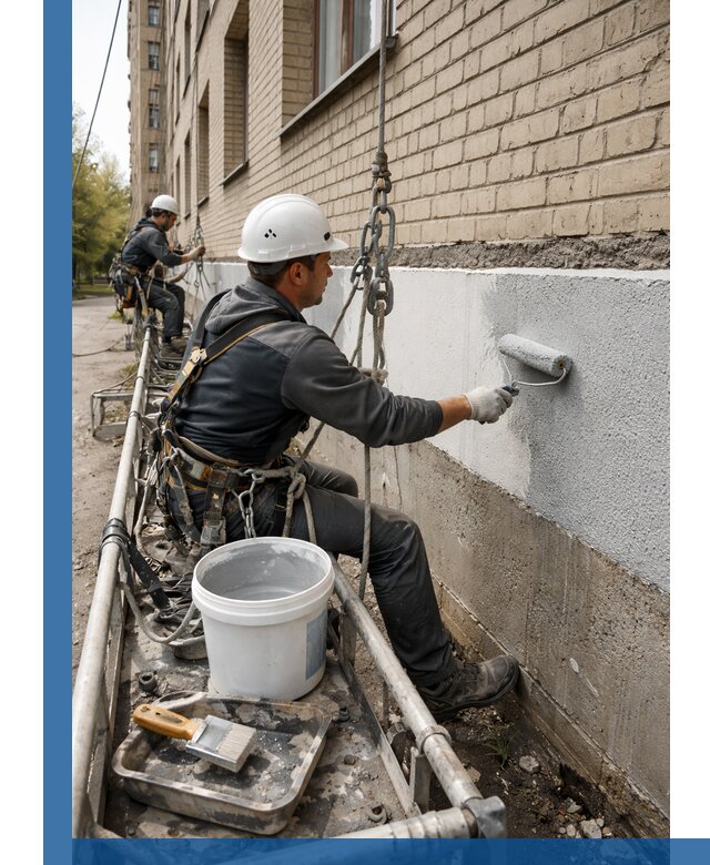 Окраска цоколя здания в Перми профессионально и надежно