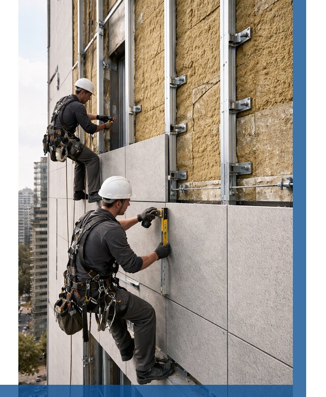 Монтаж вентилируемого фасада в Перми от 3749 р. | ВЫСОТНИК-Прм