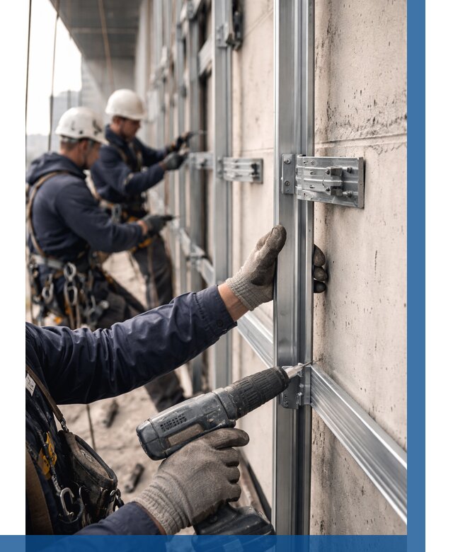 Монтаж подсистемы вентфасада в Перми от 910 р. | ВЫСОТНИК-Прм