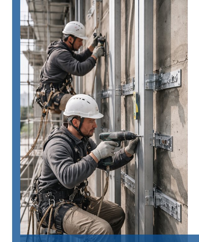 Монтаж и крепление подсистемы вентфасада в Перми