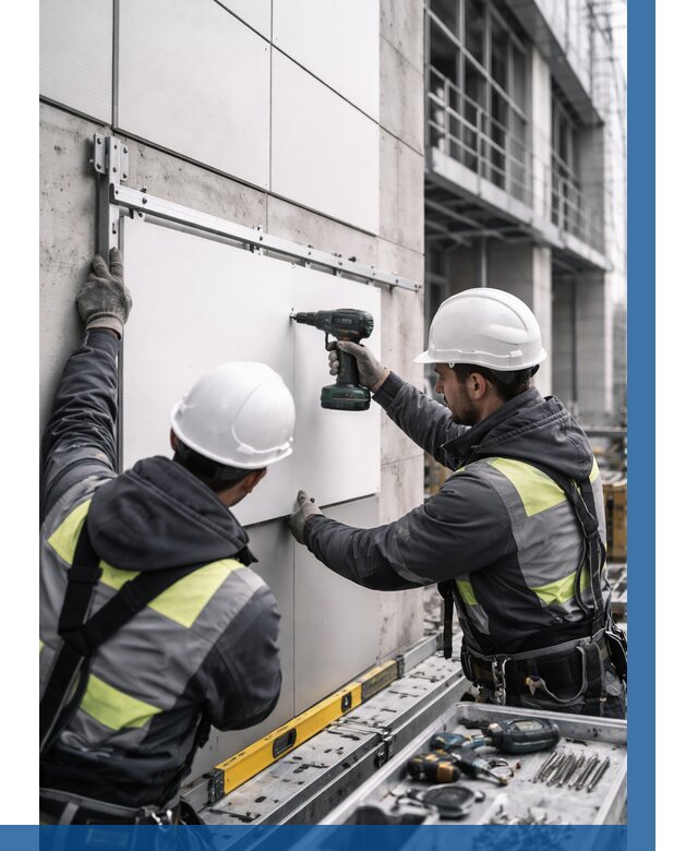 Монтаж композитных панелей фасада в Перми от 2678 р. | ВЫСОТНИК-Прм