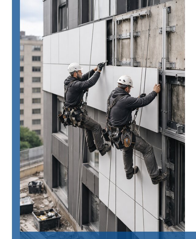 Монтаж композитных панелей фасада в Перми под ключ