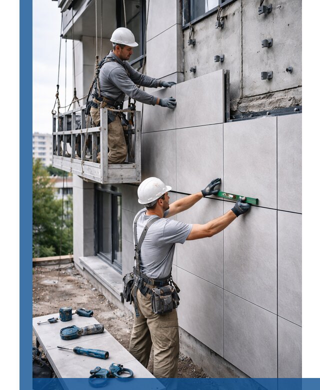 Монтаж керамогранита на фасад в Перми под ключ с гарантией качества