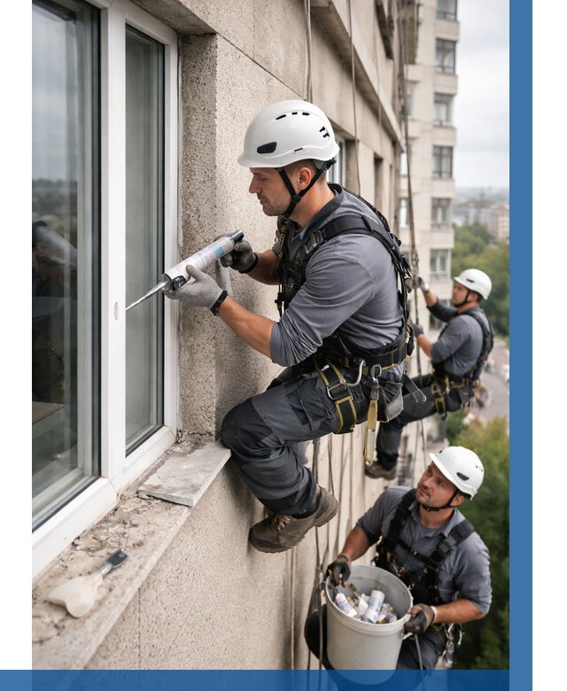 Герметизация оконных швов снаружи в Перми от 1607 р. | ВЫСОТНИК-Прм