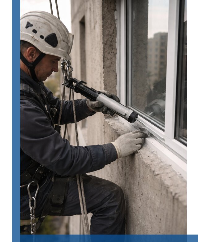 Герметизация оконных швов снаружи в Перми профессионально