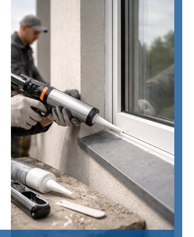 Герметизация монтажных швов окон в Перми от 696 р. | ВЫСОТНИК-Прм