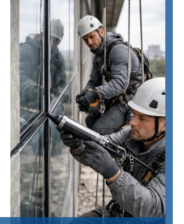 Герметизация витражных швов в Перми от 696 р. | ВЫСОТНИК-Прм