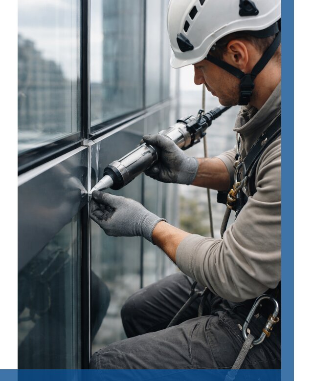 Герметизация стыков витража в Перми от 1285 р. | ВЫСОТНИК-Прм