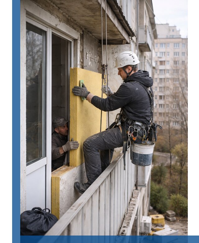 Профессиональное утепление балкона снаружи в Перми под ключ