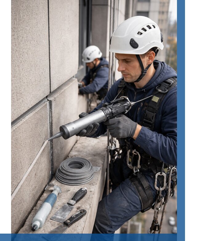 Герметизация деформационных швов фасада в Перми от 750 | ВЫСОТНИК-Прм