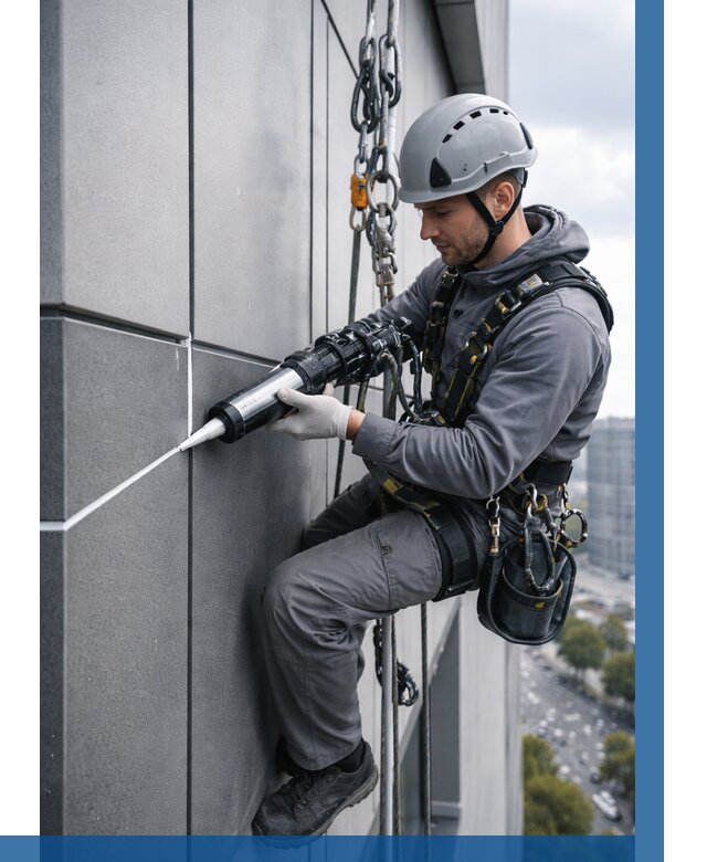 Герметизация стыков фасадных панелей в Перми от 6962 р.| ВЫСОТНИК-Прм