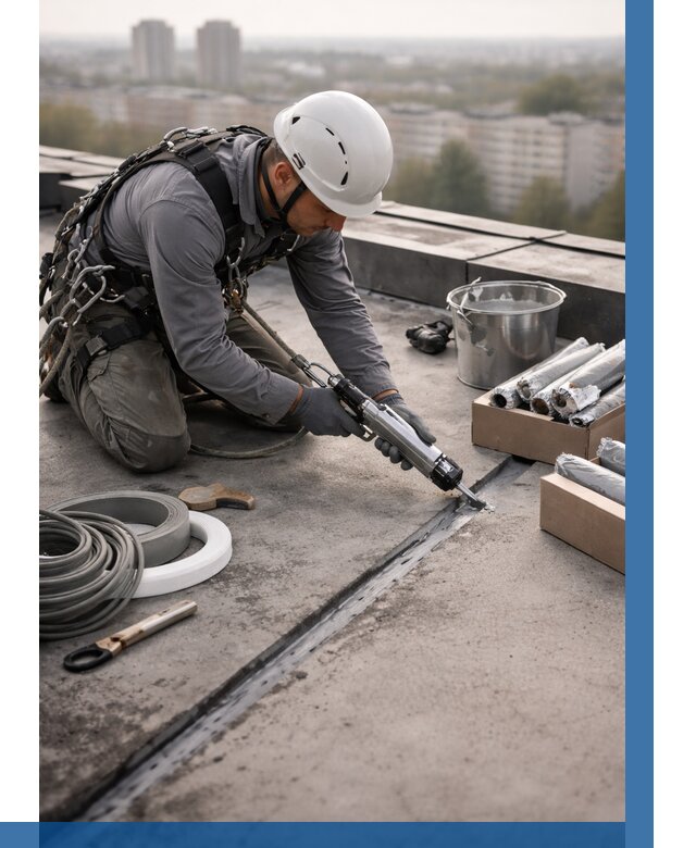 Герметизация швов кровли в Перми от 482 р./м2 | ВЫСОТНИК-Прм