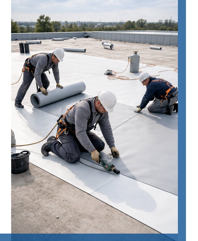 Монтаж мембранной кровли под ключ в Перми от 1285 р. | ВЫСОТНИК-Прм