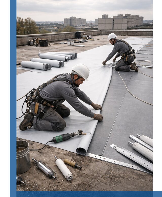 Монтаж мембранной кровли в Перми для промышленных зданий