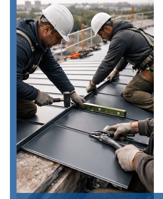 Монтаж фальцевой кровли в Перми для промышленных зданий