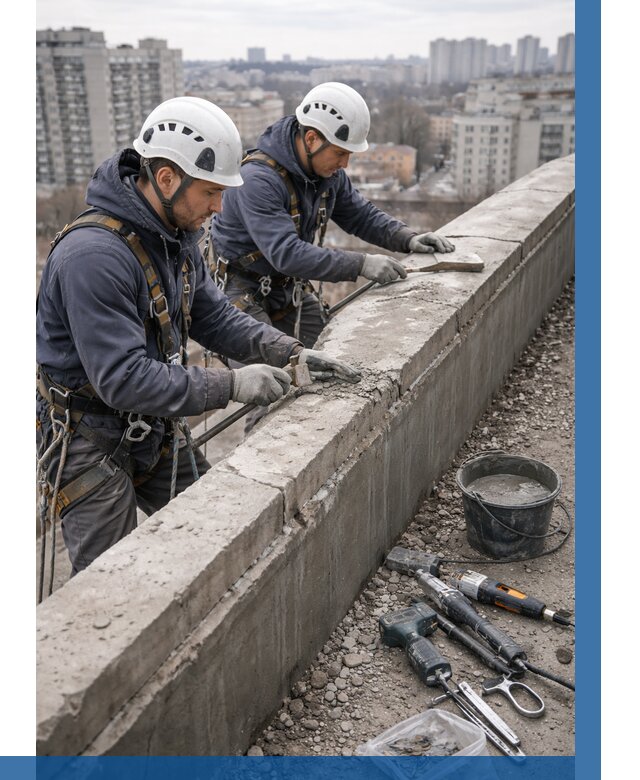 Ремонт парапета на кровле в Перми от 1607 р. | ВЫСОТНИК-Прм