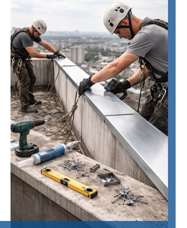 Монтаж парапетных крышек в Перми от 857 р. | ВЫСОТНИК-Прм