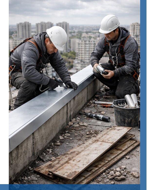 Замена парапетных крышек под ключ в Перми от 1285 р. | ВЫСОТНИК-Прм