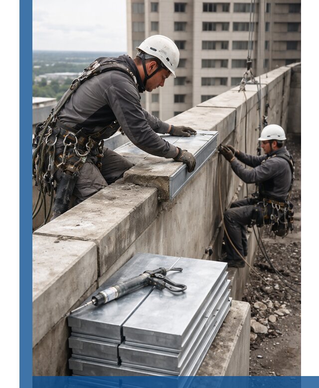 Замена парапетных крышек и установка новых в Перми