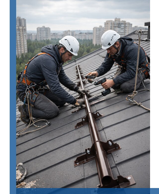 Монтаж снегозадержателей на кровле зданий в Перми под ключ