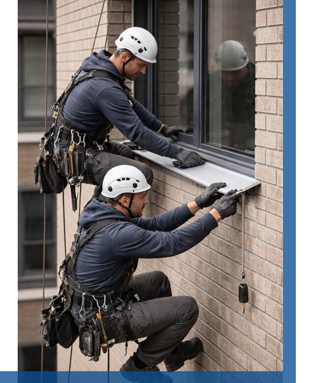 Монтаж оконных отливов под ключ в Перми от 3749 р. | ВЫСОТНИК-Прм