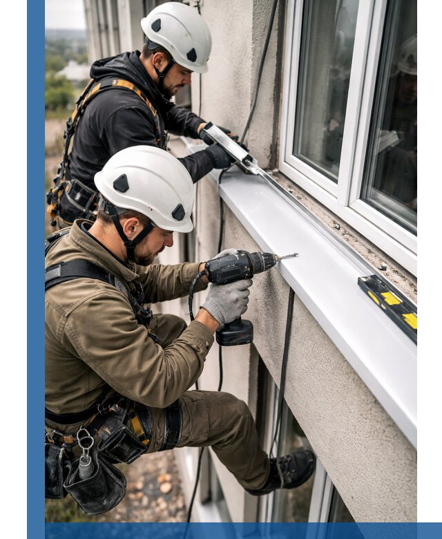 Профессиональный монтаж оконных отливов и отведения воды в Перми