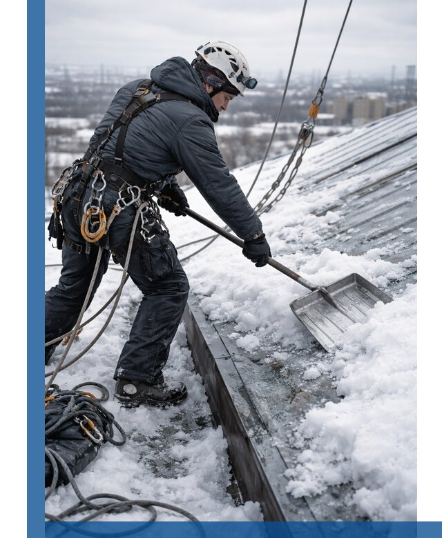 Профессиональная очистка кровли от снега и наледи в Перми