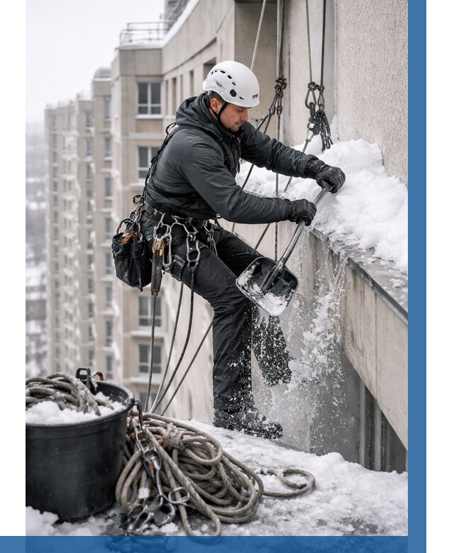 Очистка карнизов от снега в Перми от 321 р. | ВЫСОТНИК-Прм