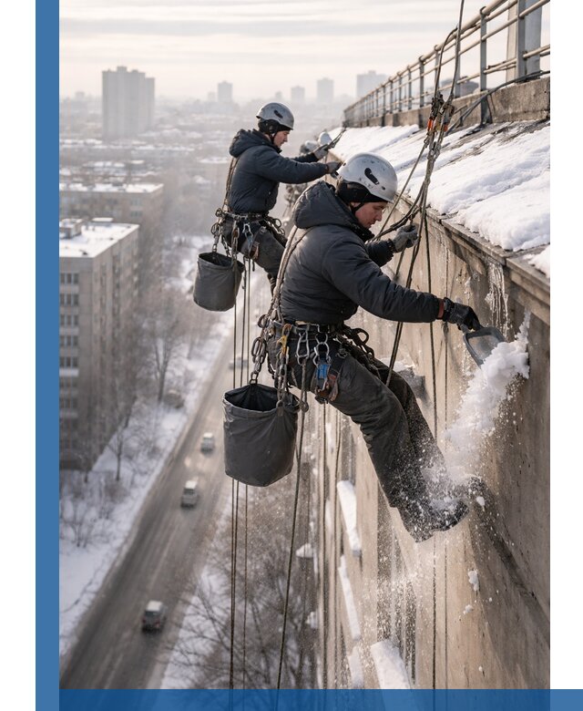 Очистка карнизов от снега в Перми профессионально и безопасно