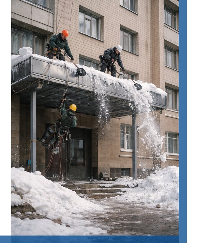 Очистка козырьков от снега в Перми от 3749 р. | ВЫСОТНИК-Прм