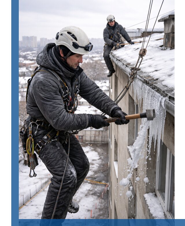 Сбивание и удаление сосулек с крыши в Перми безопасно