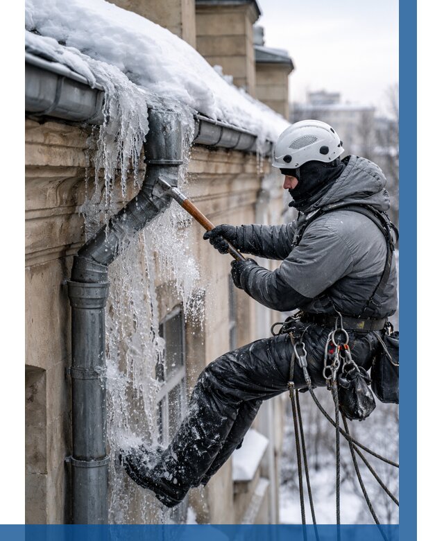 Очистка водостоков от льда в Перми от 3749 р. | ВЫСОТНИК-Прм