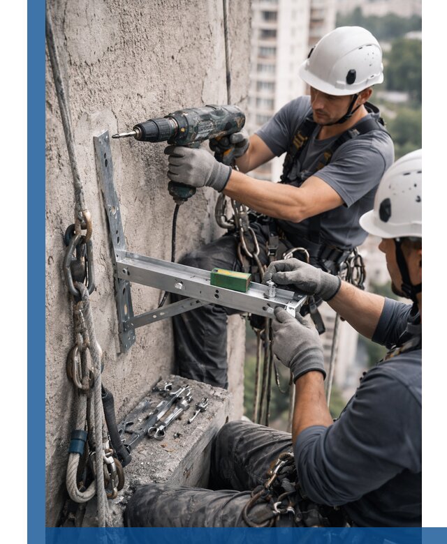 Установка кронштейнов кондиционера и крепежа в Перми