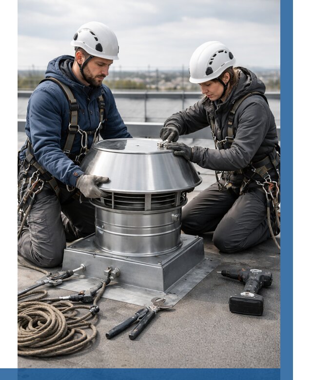 Установка дефлекторов на кровле в Перми от 4820 р. | ВЫСОТНИК-Прм