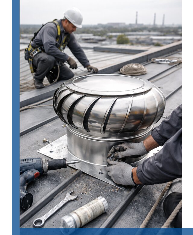 Установка дефлекторов на кровле в Перми профессионально