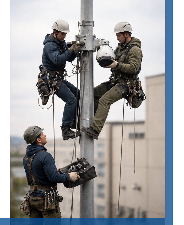 Установка видеокамер на мачте в Перми от 9104 р. | ВЫСОТНИК-Прм