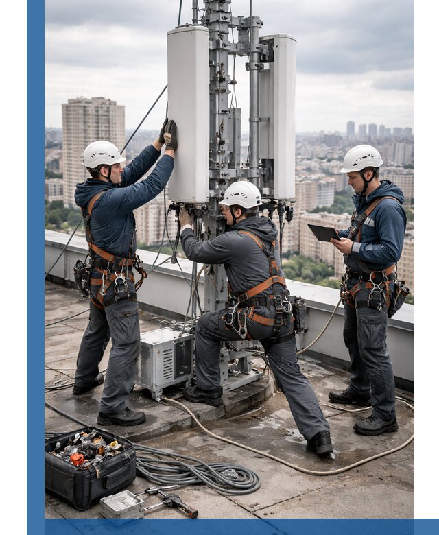 Монтаж антенн связи на крыше в Перми с вводом в эксплуатацию