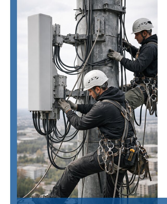 Монтаж оборудования связи на мачте в Перми с пусконаладкой