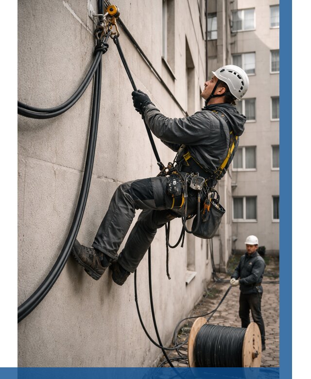 Протяжка кабеля питания на высоте в Перми от 482 р. | ВЫСОТНИК-Прм